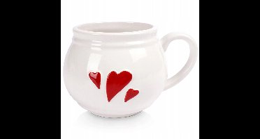 Merkloos Keramische Mok Hartjes 430 ml
