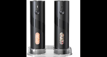 GELLDG Pepermolens Set 2 stuks - Elektrische Salz- en Pepermolen met USB Oplaadbaar - Instelbare Maalgraad & Bovenopvulling - Geschikt voor Keuken en Tafelgebruik - RVS 110ml met LED Verlichting