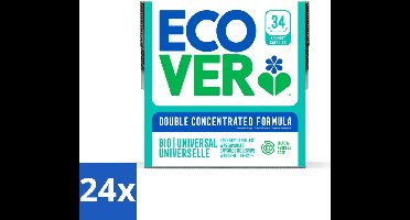 24 x Ecover - Waspods - Universeel - Geconcentreerde formule - 34 wasbeurten - Wascapsules - Wasmiddelen - Biologisch Afbreekbaar - Milieuvriendelijk - Duurzaam
