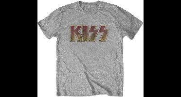 Kiss - Vintage Classic Logo Heren T-shirt - 2XL - Grijs