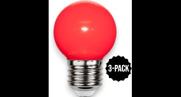 3-Pack | Prikkabel - Kogellamp - E27 - 1W - Rood