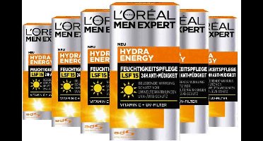 L'Oréal - Men Expert Gezichtsserum Hydra Energy 24h - 6 x 50 ml - Voordeelverpakking