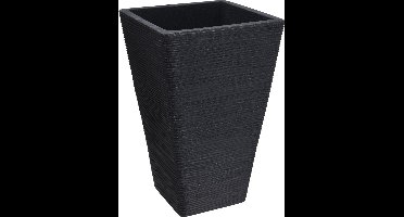 Bloempot - Bloembak - Plantenbak - Geribbeld - Vierkant - Zwart - 35x56 cm