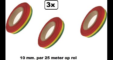 3x Medaille lint rood/geel/groen 25 mtr