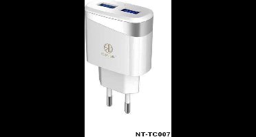 Oplader Rico Vitello voor Samsung, voor iPhone, thuislader 2.4A , home charger, universele travel charger  wit, CE certificate