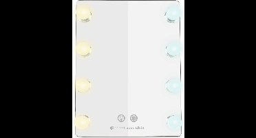 Rio MMHW Hollywood Spiegel met Verlichting - 8 Dimbare LED Lampen - Warm en Koel Licht - Make-up Spiegel Staand of Wandmontage - USB - 34 x 24 cm - Wit
