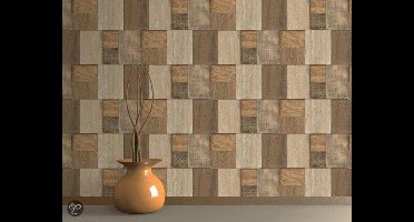 Dutch Wallcoverings - Schuimvinyl hout - bruin