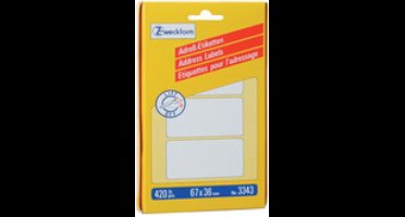 adresetiket Zweckform 67x38mm wit pakje a 240 etiketten