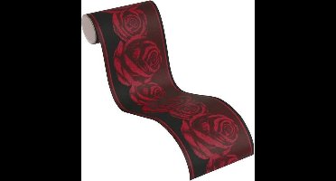 ROZEN BEHANGRAND | Bloemmotief - rood zwart - A.S. Création Only Borders 11