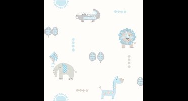 Dutch Wallcoverings papierbehang Jungle Friends - blauw