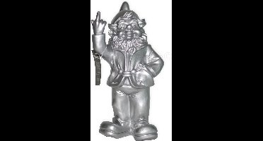 Fuck You Kabouter met opgestoken middelvinger (33CM) Zilver