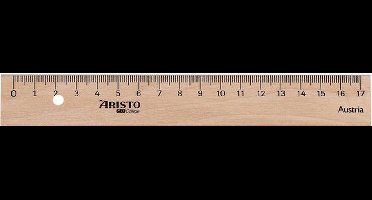 Aristo liniaal - GEOCollege - lengte 17cm - mm/cm schaalverdeling - berkenhout met metaalinleg - AR-23317