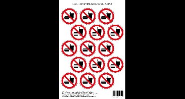 Pictogram sticker P022 - Eten en drinken verboden - Ø 50mm - 15 stickers op 1 vel