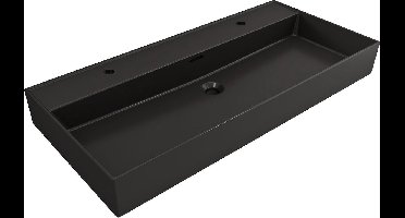 Plieger Kansas wastafel 100x45 cm met 2x kraangat zwart