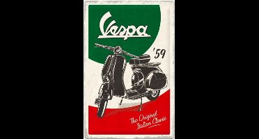 Metalen Reclame WandBord 40 x 60 cm - Vespa - The Italian Classic