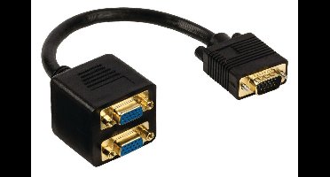 CC-VGAX2-20CM - 0.2 m - VGA (D-Sub) - 2 x VGA (D-Sub) - Female - Male - Black