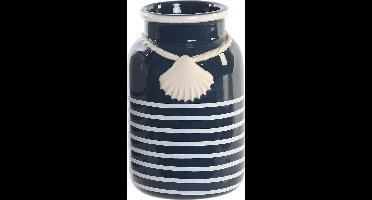 Items - Badkamer tandenborstel beker - Kunststeen - blauw/wit - 11 cm