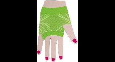 Visnet handschoenen fluo groen - Groene neon visnet handschoenen - Foute Party - Carnaval