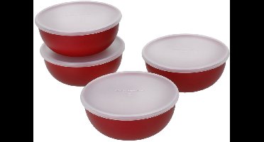 Kleine Kom met Deksel, 4 delige set, Kunststof, Rood - KitchenAid