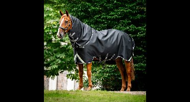Rambo Supreme 1680D Turnout Plus Lite 0g - Zwart/Onweersgrijs & Zilver - 78"/6'6"
