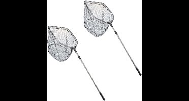 HI Schepnet XL - 2x - telescopisch- 95 / 155 cm - grijs - aluminium - visnet / vlindernet - uitschuifbaar