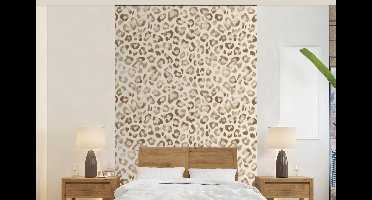 Behang - Fotobehang Luipaard - Klassiek - Beige - Breedte 140 cm x hoogte 220 cm