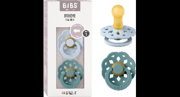 BIBS Boheme Fopspeen - 0-6 mnd - 2-pack - Rond - Baby Blue/Island Sea