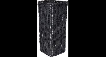Vierkante Rieten Paraplumand Zwart - 30x30xH70 cm