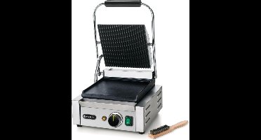 HENDI Contactgrill enkel 1800 W met bovenplaat geribd, onder glad