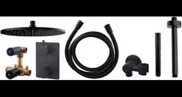 Wiesbaden Caral one-pack inbouwthermostaatset rond type 303 mat zwart 30cm