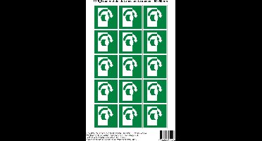 Pictogram sticker E019 Draai met de klok mee om te openen - 50x50mm 15 stickers op 1 vel