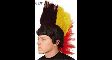 Supporters verkleed pruik - hanenkam - zwart rood geel - Belgie - Duitsland - Volwassenen