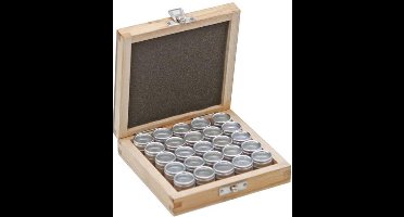 Test/show doos met 25 vensterdoosjes - 13x13x3 - Hout - Aluminium