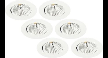 Groenovatie Inbouwspot LED - 7W - Dimbaar - Rond - Kantelbaar - 230V - Ø 88 mm - 6-Pack - Wit