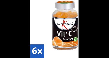 6 x Lucovitaal - Vitaminen - Vit'C Gummies - Vegan - Suikervrij - Sinaasappel Smaak - 60 Gummies - Vitamine C Gummies - Suikervrije Gummies - Vegan Vitamine C - Immuunsysteem Ondersteuning - Energie Gummies