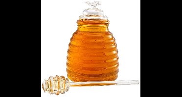 Cookinglife Honingpot - Voorraadpot - Doseerpot - Confiturenpot - Suikerpot - Honey Jar - Pot van Glas - Transparant - Vaatwasserbestendig - 500 ml