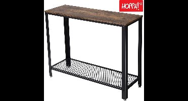 Hoppa! Consoletafel | Bijzettafel | Bruin/Zwart | Hout/Ijzer | Vintage | 101,5 x 35 x 80 cm (B x D x H)
