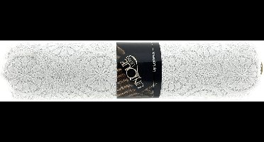 Unique Living - Vinyl - Tafelloper Op Rol - Kantmotief – 50 cm x 20 meter – Afwasbaar - Wit