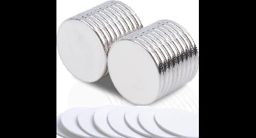 -magneten - groot - 20 x 2 mm - neodymium - 18 stuks - sterk - zelfklevend - rond - zilver