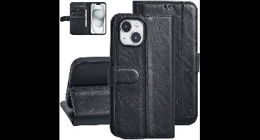 UNIQ Accessory Back Cover - Geschikt voor Apple iPhone 15 - Zwart - Magnetische sluiting - Pasjeshouder voor 3 pasjes