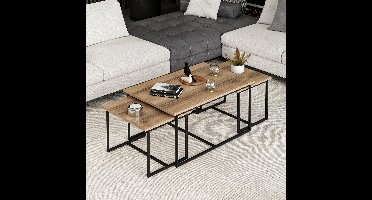 Skye Decor, Bijzettafelset (3 stuks), Levada - Walnut, Gemelamineerde spaanplaat, Walnoot, 90 x 60 x 42 cm