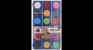 Creafun - Waterverf Tablet - 18 Kleuren en Kwast