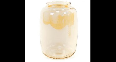 Housevitamin - Ronde Glazen Bloemenvaas / Vaas - Ø18 cm - Hoogte 25 cm - Beige