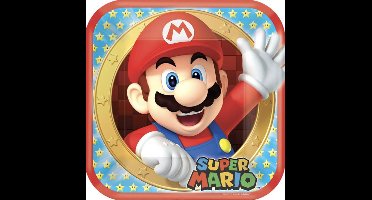 super mario borden - Super Mario kartonnen feestbordjes vierkant / Amscan / Kinderfeestje bordjes van karton vierkant Mario