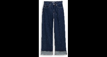 Tom Tailor Denim - TTLINOU WIDE jeans met hoge taille en omslag - Maat S/32 - Rinsed Blue Denim