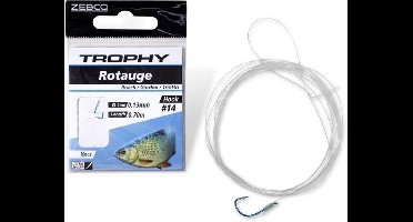 Zebco Trophy Roach Hook-to-Nylon 70cm (8 pcs) Hook Blue - Maat : 12