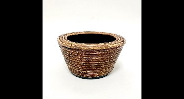 Van der Leeden Mandwerk BV drypot rotan d23h14cm bronze