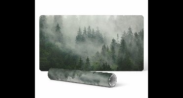 Decoratieve mat van vinyl met antislipmotief van een mistig naaldbos, 100x50 cm