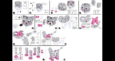 Eddy Toys 3D Puzzel Kat - 62 Stukken - Foam - Stimuleert Ruimtelijk Inzicht en Creativiteit - Eenvoudig in Elkaar te Zetten - Geschikt voor Kinderen van 6 tot 12 Jaar - 27x9x21 cm - Grijs/Roze