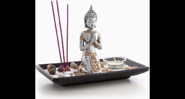 Decoset Buddha op houten tray 22x14cm